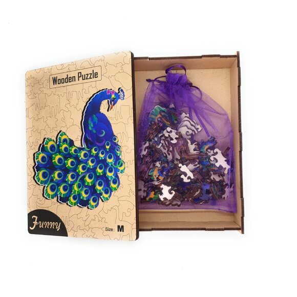 Suvira Animal Wooden Puzzle - Engaging, Educational, Peacock - Picture 3 of 8